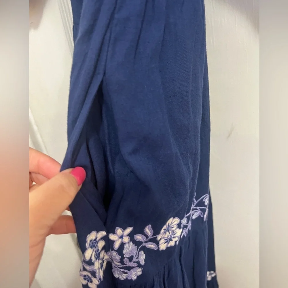 Roller Rabbit Honeysuckle Embroidery Zara Dress Blue Embroidered - Picture 7 of 10
